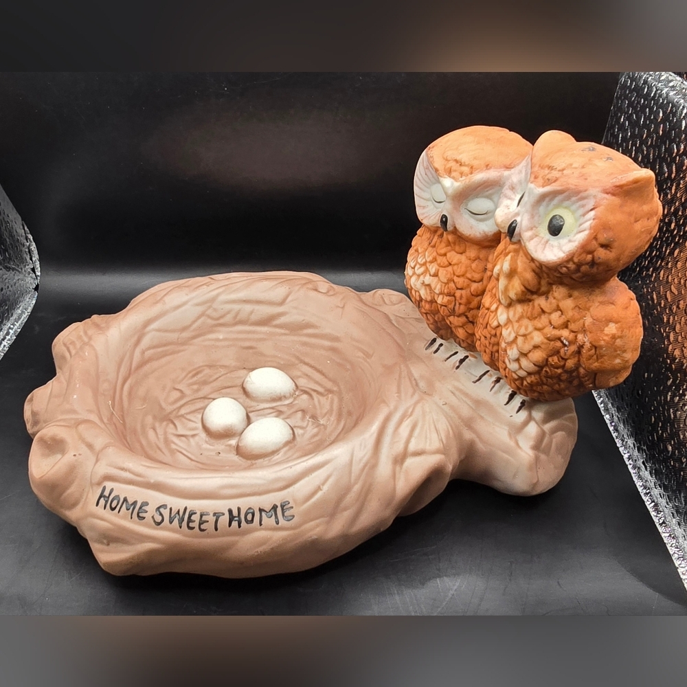 Vintage Owl and nest trinket dish.
